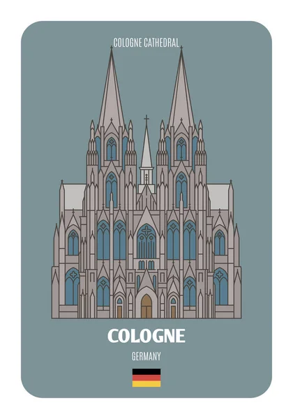 Cathédrale Cologne Cologne Allemagne Symboles Architecturaux Des Villes Européennes Vecteur — Image vectorielle