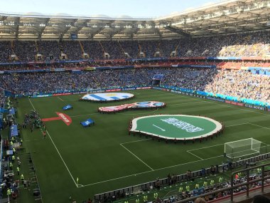 Rostov-on-Don, Rusya-20 Haziran 2018: Rostov Arena Stadyumu genel görünümünü, Rostov-on-Don oyun başlamak üzere olduğu gibi maç Uruguay - Suudi Arabistan