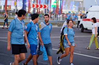 Rusya, Rostov-on-Don-20 Haziran 2018: Uruguay taraftarları maç Uruguay - Suudi Arabistan. Rusya'nın Dünya Kupası 2018