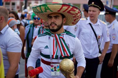 Rusya, Rostov-on-Don-23 Haziran 2018: Güney Kore - Meksika maçtan Meksika fanlar. Rusya'nın Dünya Kupası 2018