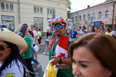 Rusya, Rostov-on-Don-23 Haziran 2018: Güney Kore - Meksika maçtan Meksika fanlar. Rusya'nın Dünya Kupası 2018