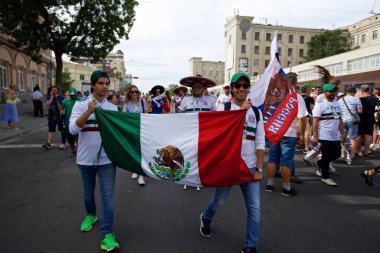 Rusya, Rostov-on-Don-23 Haziran 2018: Güney Kore - Meksika maçtan Meksika fanlar. Rusya'nın Dünya Kupası 2018