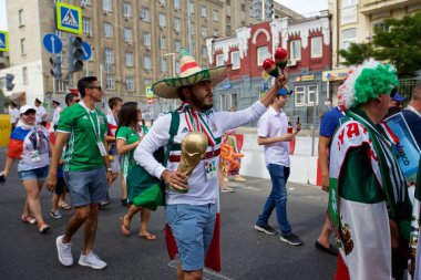 Rusya, Rostov-on-Don-23 Haziran 2018: Güney Kore - Meksika maçtan Meksika fanlar. Rusya'nın Dünya Kupası 2018