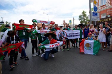 Rusya, Rostov-on-Don-23 Haziran 2018: Güney Kore - Meksika maçtan Meksika fanlar. Rusya'nın Dünya Kupası 2018