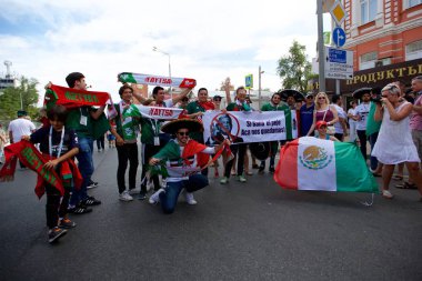 Rusya, Rostov-on-Don-23 Haziran 2018: Güney Kore - Meksika maçtan Meksika fanlar. Rusya'nın Dünya Kupası 2018
