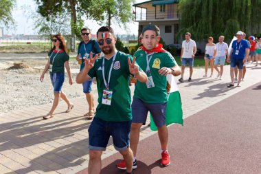 Rusya, Rostov-on-Don-23 Haziran 2018: Güney Kore - Meksika maçtan Meksika fanlar. Rusya'nın Dünya Kupası 2018