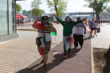 Rusya, Rostov-on-Don-23 Haziran 2018: Güney Kore - Meksika maçtan Meksika fanlar. Rusya'nın Dünya Kupası 2018