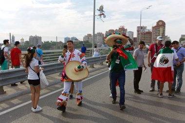Rusya, Rostov-on-Don-23 Haziran 2018: Güney Kore - Meksika maçtan Meksika fanlar. Rusya'nın Dünya Kupası 2018