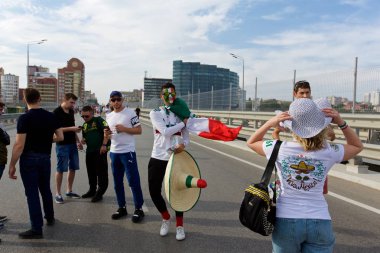 Rusya, Rostov-on-Don-23 Haziran 2018: Güney Kore - Meksika maçtan Meksika fanlar. Rusya'nın Dünya Kupası 2018