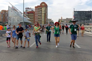 Rusya, Rostov-on-Don-23 Haziran 2018: Güney Kore - Meksika maçtan Meksika fanlar. Rusya'nın Dünya Kupası 2018