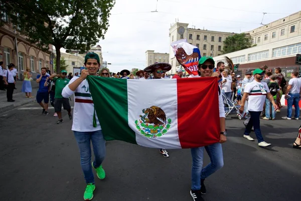 Rússia Rostov Don Junho 2018 Fãs Mexicanos Antes Partida Coreia — Fotografia de Stock