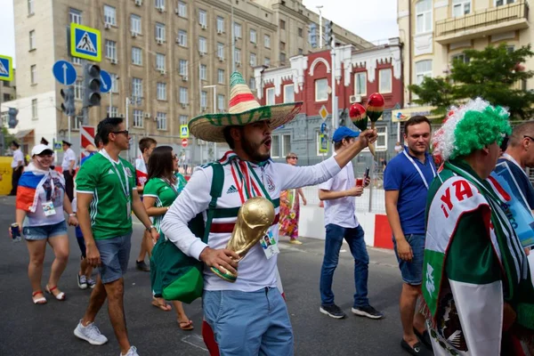 Rússia Rostov Don Junho 2018 Fãs Mexicanos Antes Partida Coreia — Fotografia de Stock