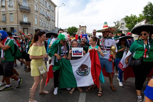 Rusya, Rostov-on-Don-23 Haziran 2018: Güney Kore - Meksika maçtan Meksika fanlar. Rusya'nın Dünya Kupası 2018