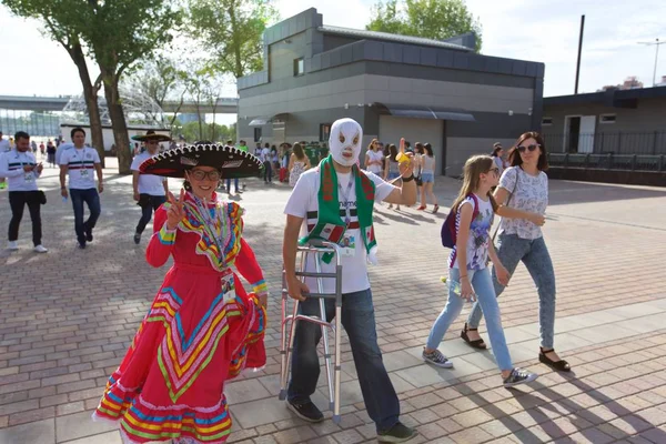 Rusya, Rostov-on-Don-23 Haziran 2018: Güney Kore - Meksika maçtan Meksika fanlar. Rusya'nın Dünya Kupası 2018