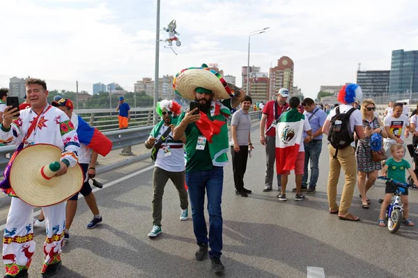 Rusya, Rostov-on-Don-23 Haziran 2018: Güney Kore - Meksika maçtan Meksika fanlar. Rusya'nın Dünya Kupası 2018