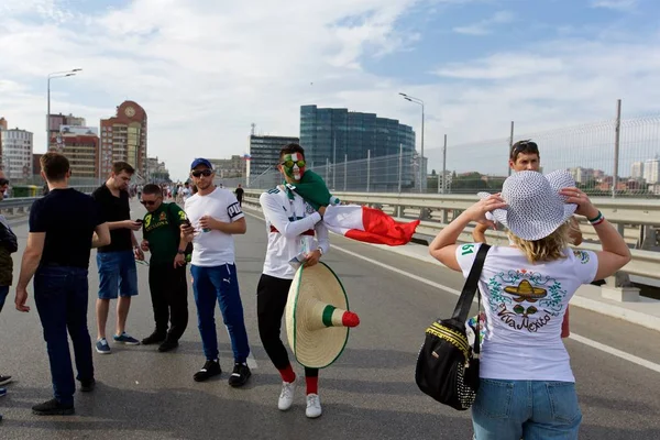 Rusya, Rostov-on-Don-23 Haziran 2018: Güney Kore - Meksika maçtan Meksika fanlar. Rusya'nın Dünya Kupası 2018