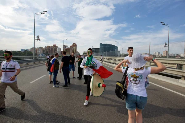 Rusya, Rostov-on-Don-23 Haziran 2018: Güney Kore - Meksika maçtan Meksika fanlar. Rusya'nın Dünya Kupası 2018