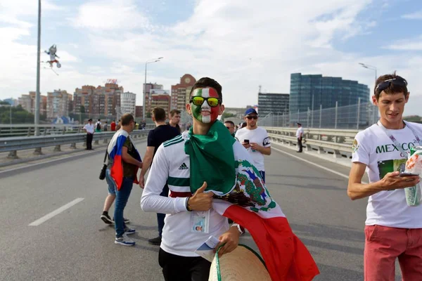 Rusya, Rostov-on-Don-23 Haziran 2018: Güney Kore - Meksika maçtan Meksika fanlar. Rusya'nın Dünya Kupası 2018