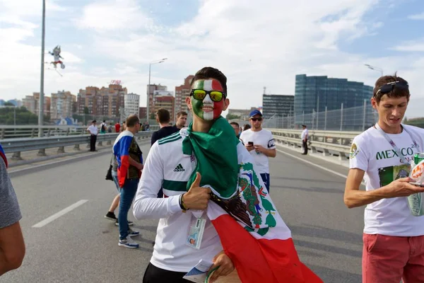 Rusya, Rostov-on-Don-23 Haziran 2018: Güney Kore - Meksika maçtan Meksika fanlar. Rusya'nın Dünya Kupası 2018