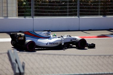 Soçi, Rusya - 30 Nisan 2017: Felipe Massa Sochi Autodrom, Formula bir Rus Grand Prix yarış yarış Williams Martini Racing F1 takımı.