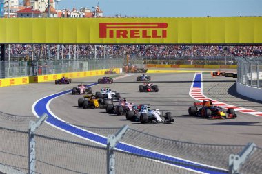 Soçi, Rusya - 30 Nisan 2017: Felipe Massa Sochi Autodrom, Formula bir Rus Grand Prix yarış yarış Williams Martini Racing F1 takımı.