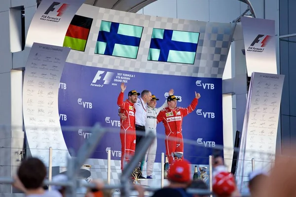 Sochi Rusia Abril 2017 Los Tres Finalistas Valtteri Bottas Mercedes — Foto de Stock