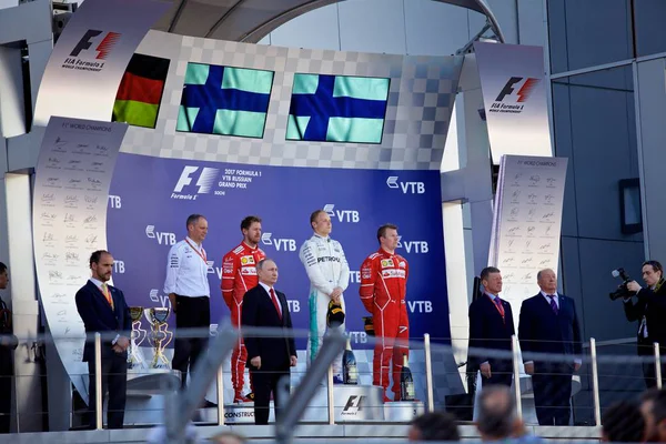 Sochi Rússia Abril 2017 Três Melhores Finalistas Valtteri Bottas Mercedes — Fotografia de Stock