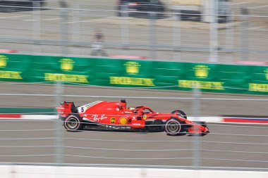 Soçi, Rusya - 30 Eylül 2018: Sebastian Vettel Formula bir Rus Grand Prix Sochi Autodrom, Yarış, yarış Scuderia Ferrari F1 takımının.