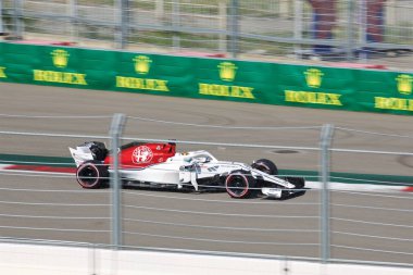 Soçi, Rusya - 30 Eylül 2018: Marcus Ericsson Alfa Romeo Sauber F1 Team Sochi Autodrom, Formula bir Rus Grand Prix yarış yarış.