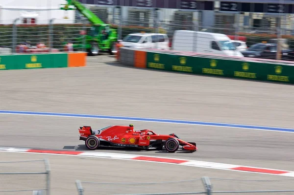 Sochi Rússia Setembro 2018 Kimi Raikkonen Equipe Scuderia Ferrari Competindo — Fotografia de Stock
