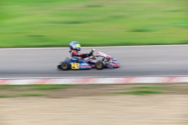 Competition of young pilots on karting — Stock Photo, Image