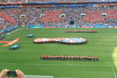  Moskova, Rusya - 26 Haziran 2018: Fransa ve Danimarka Luzhniki Stadı nda arasında Dünya Kupası C grubu oyunu