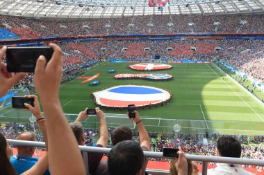 Moskova, Rusya - 26 Haziran 2018: Fransa ve Danimarka Luzhniki Stadı nda arasında Dünya Kupası C grubu oyunu 