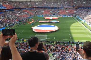  Moskova, Rusya - 26 Haziran 2018: Fransa ve Danimarka Luzhniki Stadı nda arasında Dünya Kupası C grubu oyunu