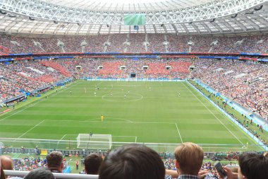  Moskova, Rusya - 26 Haziran 2018: Fransa ve Danimarka Luzhniki Stadı nda arasında Dünya Kupası C grubu oyunu