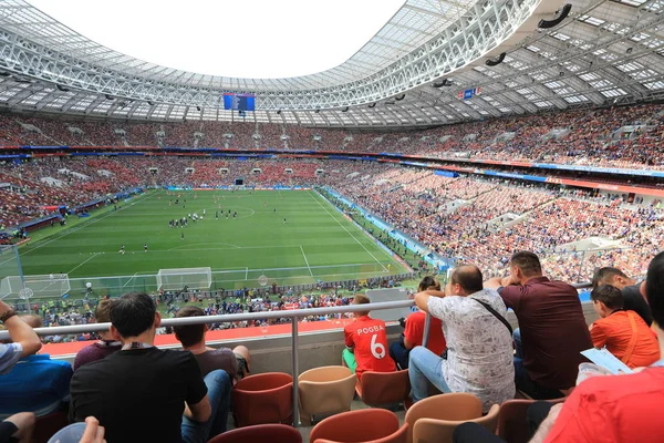 MOSCOW, RÚSSIA - 26 de junho de 2018: o jogo do Grupo C da Copa do Mundo entre França e Dinamarca no Estádio Luzhniki — Fotografia de Stock