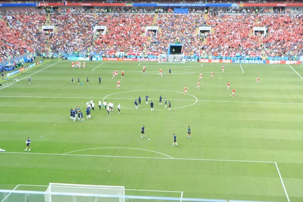  Moskova, Rusya - 26 Haziran 2018: Fransa ve Danimarka Luzhniki Stadı nda arasında Dünya Kupası C grubu oyunu