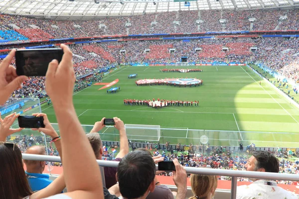 Moskva, Rusko - 26. června 2018: hra světového poháru skupiny C mezi Francií a Dánsko na stadion Lužniki — Stock fotografie