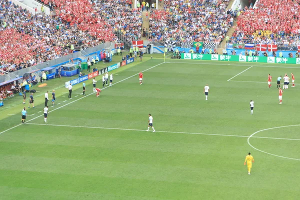  Moskova, Rusya - 26 Haziran 2018: Fransa ve Danimarka Luzhniki Stadı nda arasında Dünya Kupası C grubu oyunu