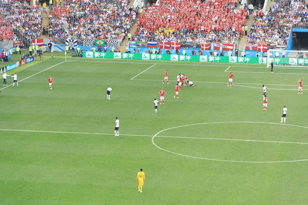  Moskova, Rusya - 26 Haziran 2018: Fransa ve Danimarka Luzhniki Stadı nda arasında Dünya Kupası C grubu oyunu