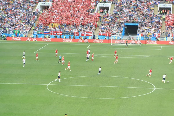  Moskova, Rusya - 26 Haziran 2018: Fransa ve Danimarka Luzhniki Stadı nda arasında Dünya Kupası C grubu oyunu