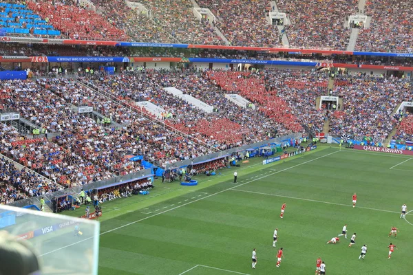  Moskova, Rusya - 26 Haziran 2018: Fransa ve Danimarka Luzhniki Stadı nda arasında Dünya Kupası C grubu oyunu