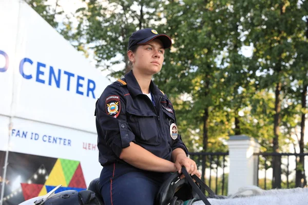 MOSCOW, RUSSIA - June 26, 2018: Moscow Police at Luzhniki Stadium  the World Cup game Russia 2018 — Stock Photo, Image