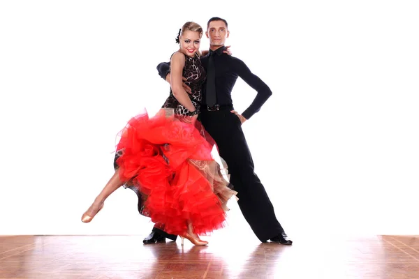 Bailarinas Latinas Salón Baile Sobre Fondo Blanco —  Fotos de Stock