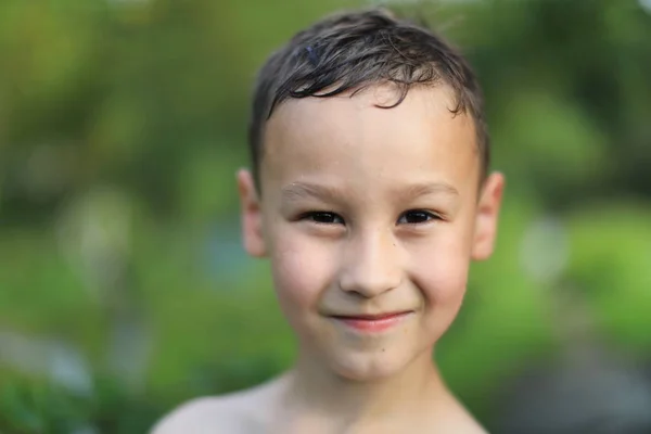 Boy Hot Summer Day Outdoors — Stock Photo, Image