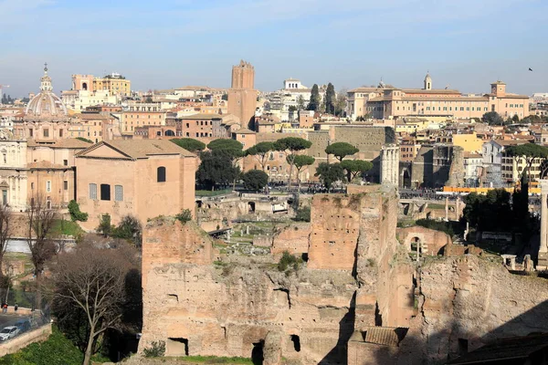 Roma Clássica Vista Aérea Para Edifícios Antigos Telhado Rua — Fotografia de Stock