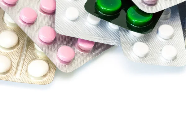 Packs Pills Isolated White Background — Stock Photo, Image