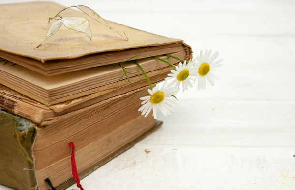 Libros Vintage Con Ramo Flores — Foto de Stock