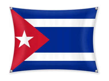 Beyaz bir arka plan üzerinde Küba bayrağı sallayarak.
