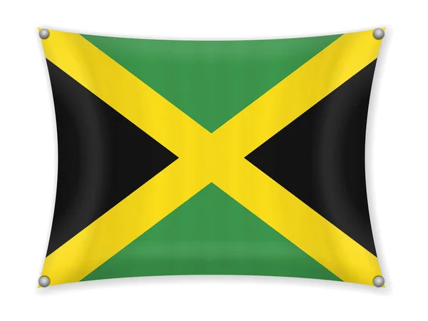 Jamaica Vlag Zwaaien Een Witte Achtergrond — Stockvector